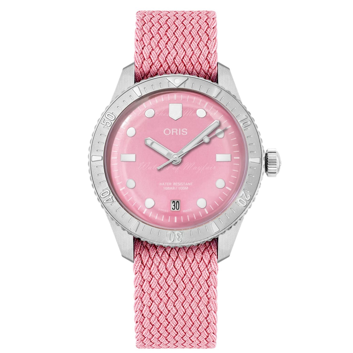 Oris ladies Divers wrist watch pink Swiss scuba
