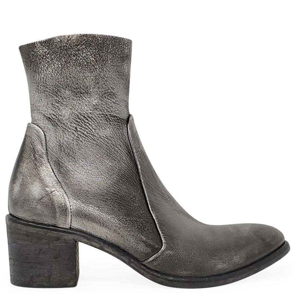 Antique Silver Leather Ankle Boots Madison Maison Italy Beverly Hills short