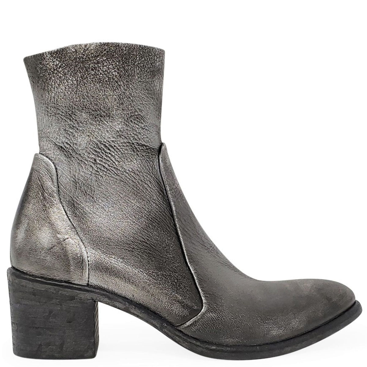 Antique Silver Leather Ankle Boots Madison Maison Italy Beverly Hills short