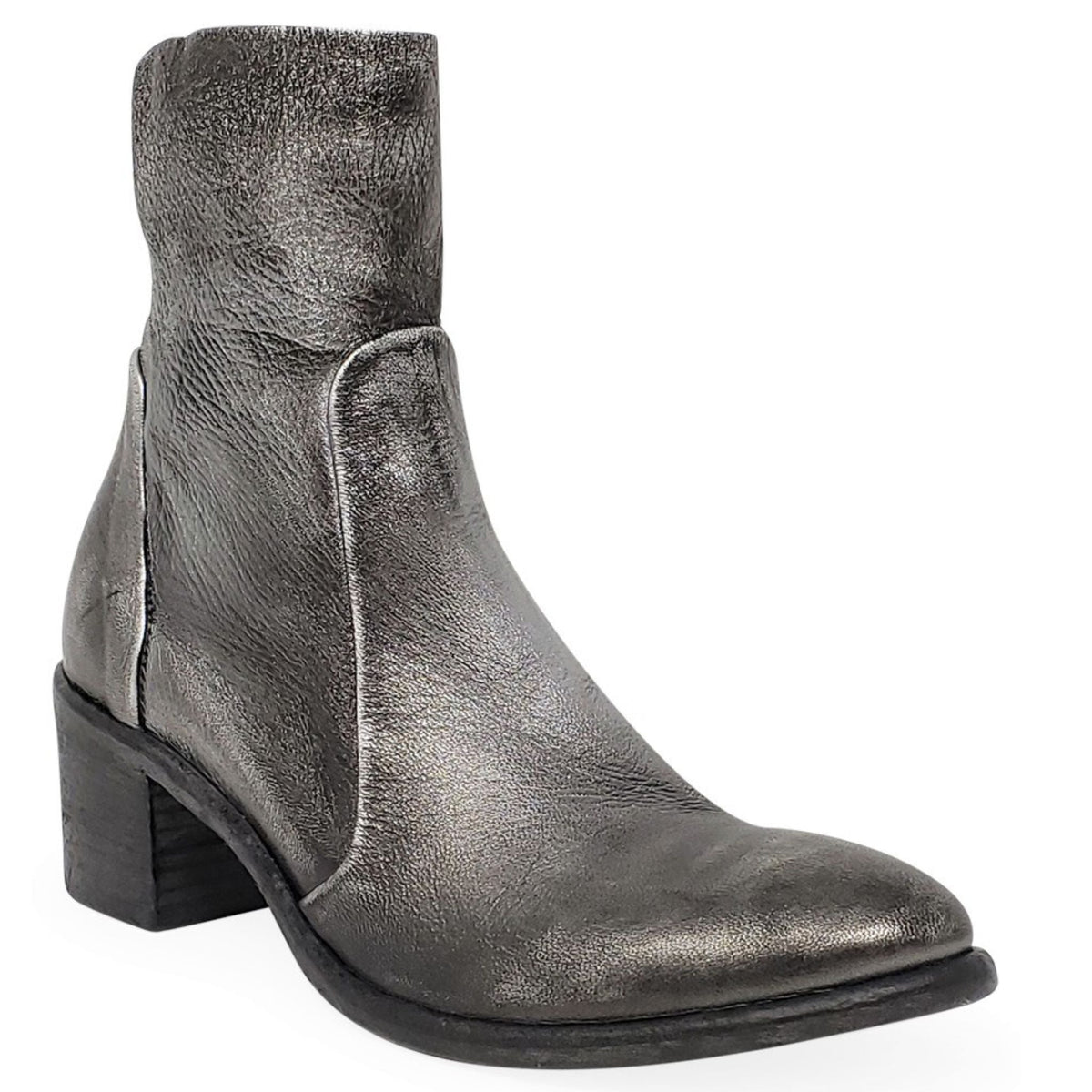 Antique Silver Leather Ankle Boots Madison Maison Italy Beverly Hills short