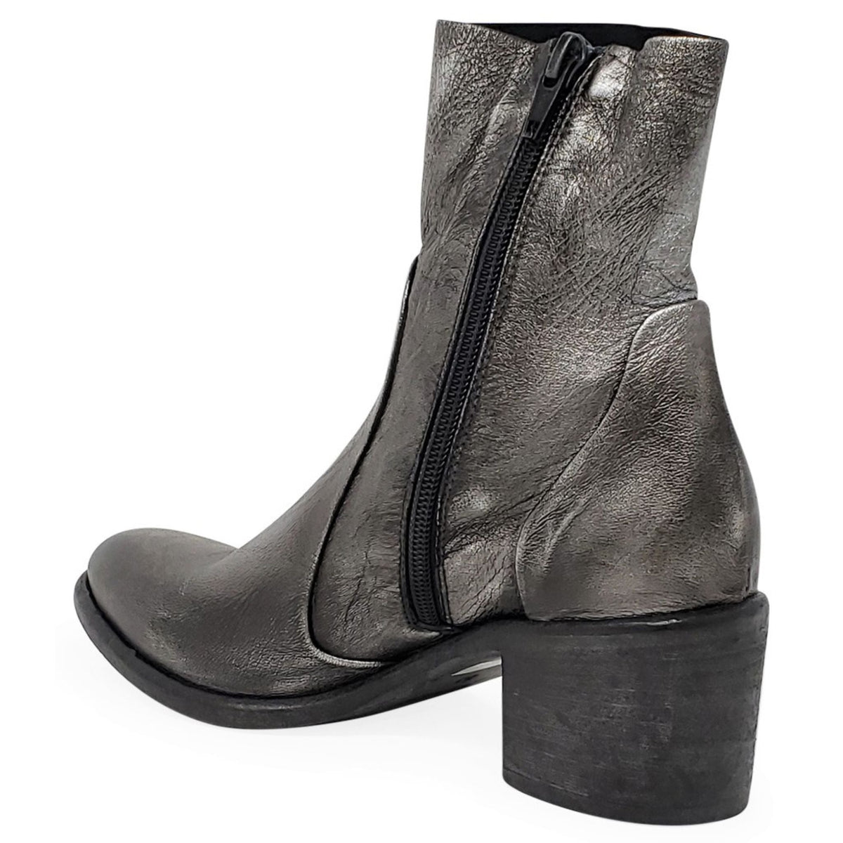 Antique Silver Leather Ankle Boots Madison Maison Italy Beverly Hills short