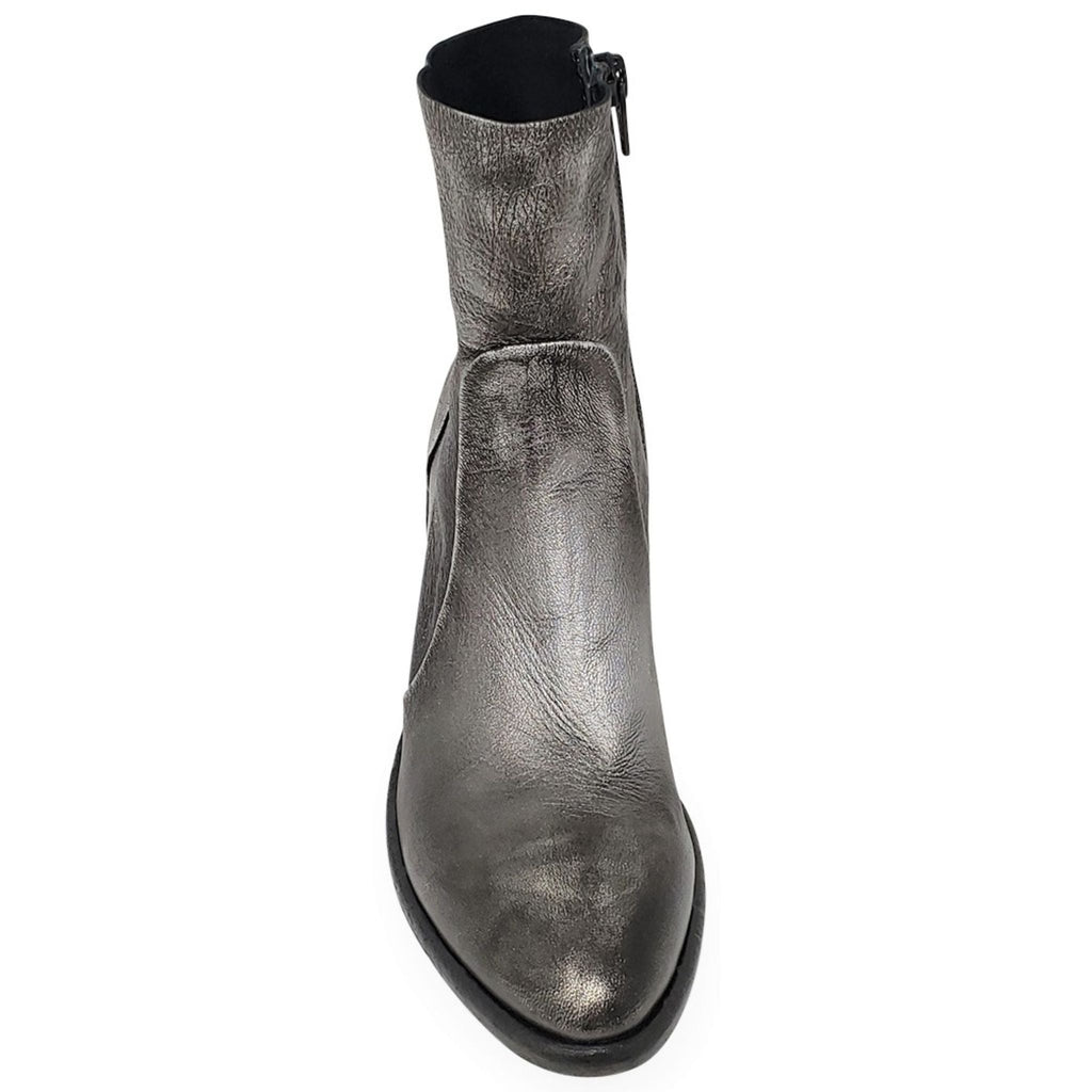 Antique Silver Leather Ankle Boots Madison Maison Italy Beverly Hills short