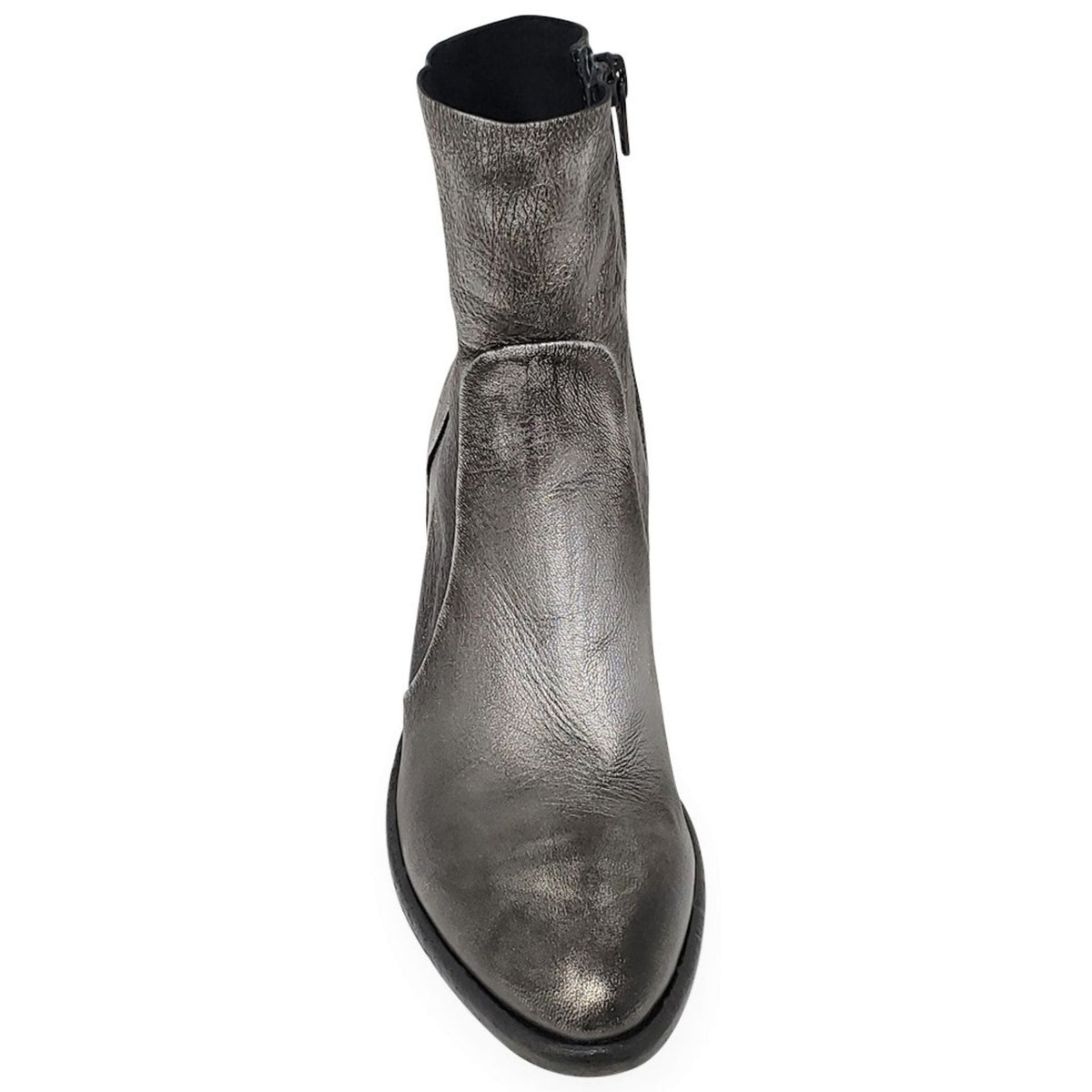 Antique Silver Leather Ankle Boots Madison Maison Italy Beverly Hills short