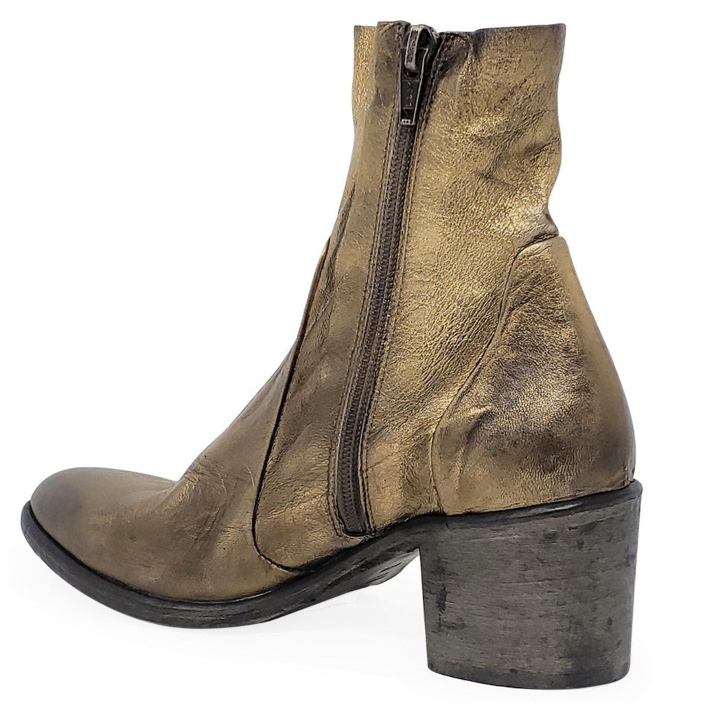 Antique Gold Leather Ankle Boot booties short metallic Madison Maison