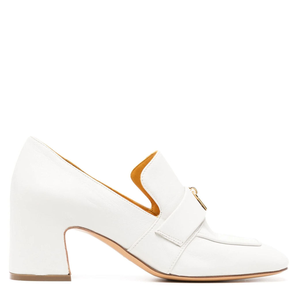 White Leather Lock Heel Loafer shoes Madison Maison Italy Career