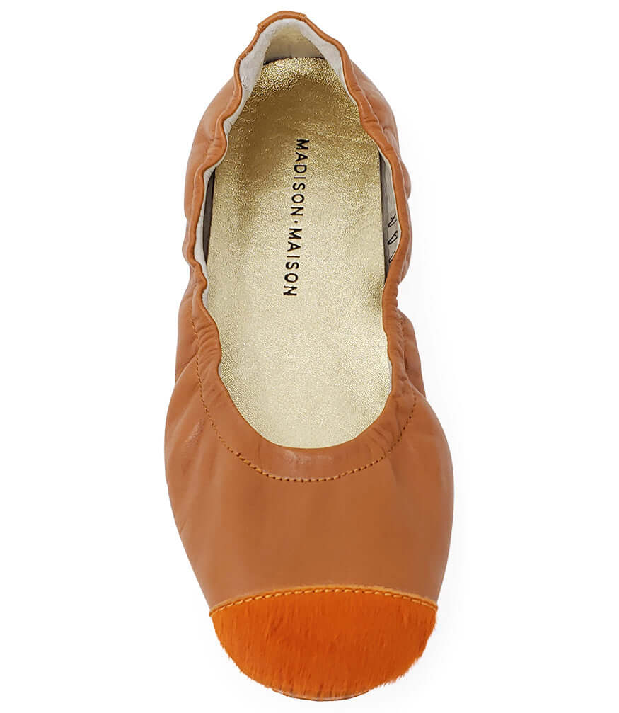 Canyon Calf Hair Tip Ballet Flat driving shoes leather Italy Madison Maison