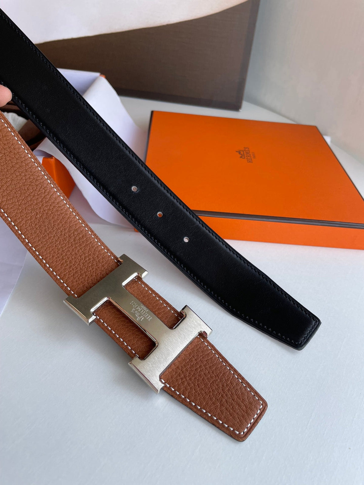 Hermes Men's Belt  Brown leather