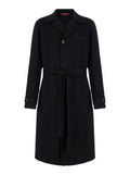Gucci Men's Black Single-Breasted OverCoat With Wide Notched Revers And Belt Wool