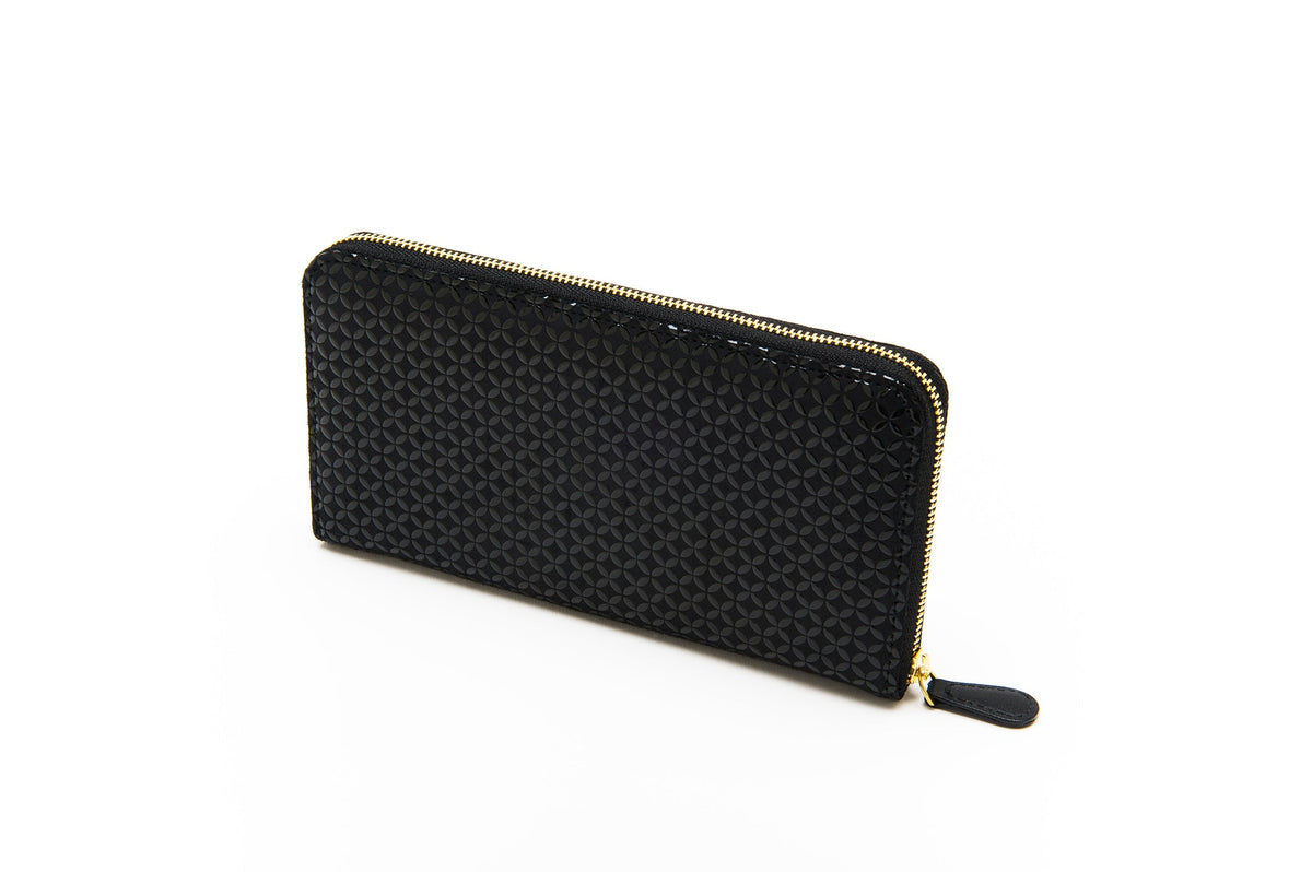 Zipped Long wallet - Seven Treasures Inden Japan Black deer & calf skin