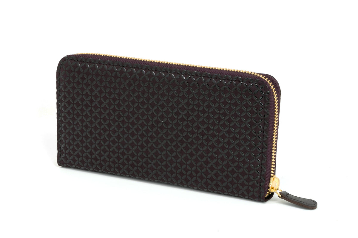 Zipped Long wallet - Seven Treasures Inden Japan Black deer & calf skin