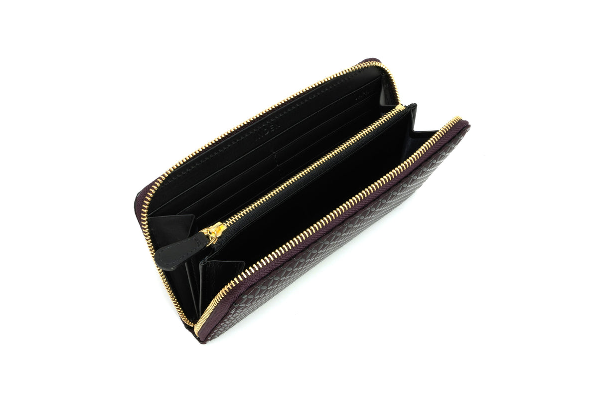 Zipped Long wallet - Seven Treasures Inden Japan Black deer & calf skin