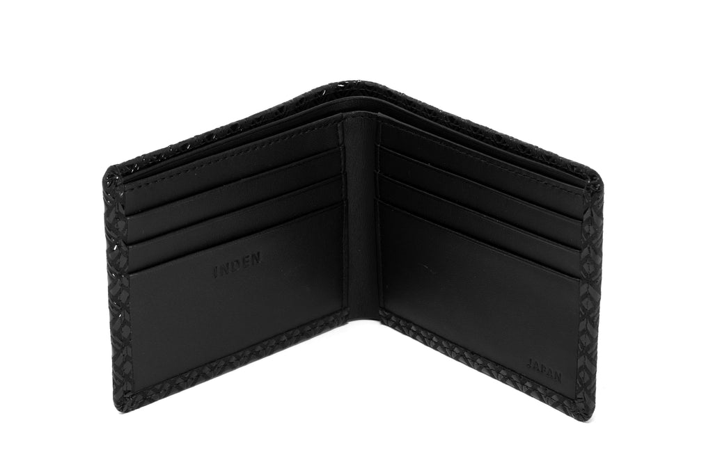 Men's Folded Wallet - Diamond Frame Inden Japan Deer skin leather Bi-Fold