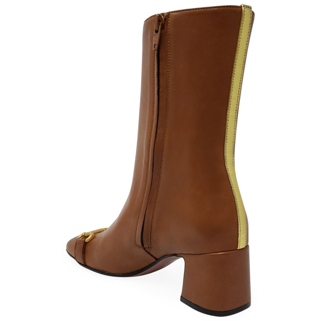 Cognac Leather Madison Maison Venice Italy Back Stripe Boot horse bit buckle