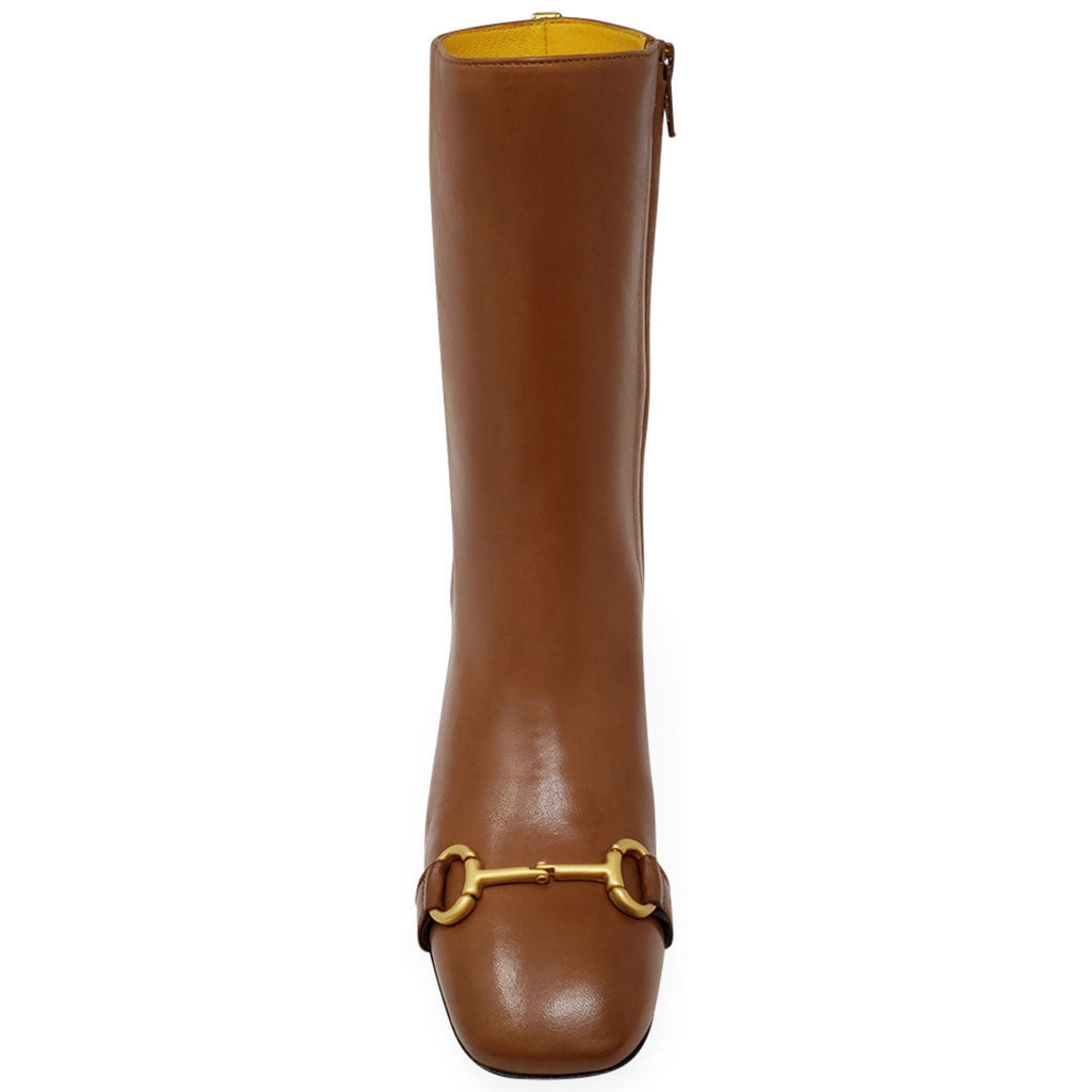 Cognac Leather Madison Maison Venice Italy Back Stripe Boot horse bit buckle