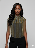 The Gilded Mosaic Cape Hand-Beaded Wrap Shawl Formal Evending Gold Silver Black