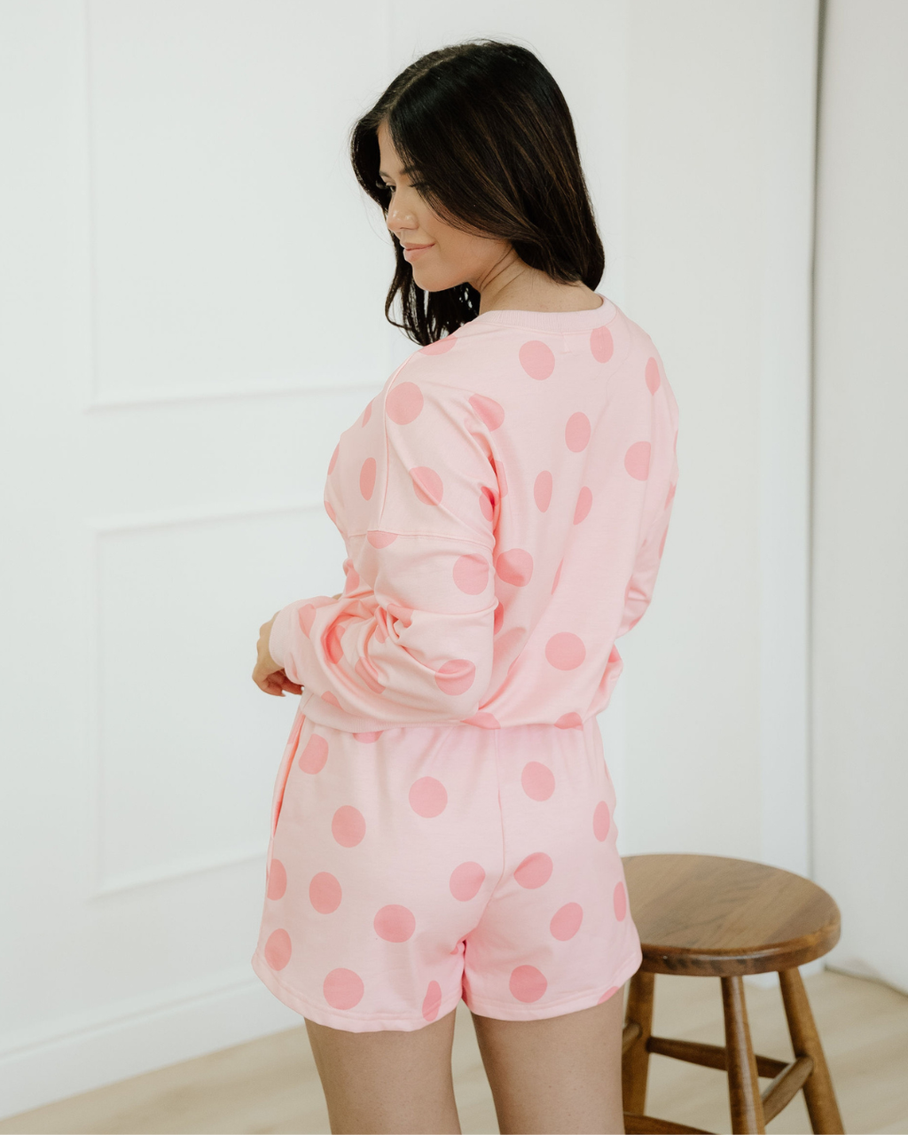 Kaylee Drawstring Shorts Set Polka Dot Indie Ladies Outfit