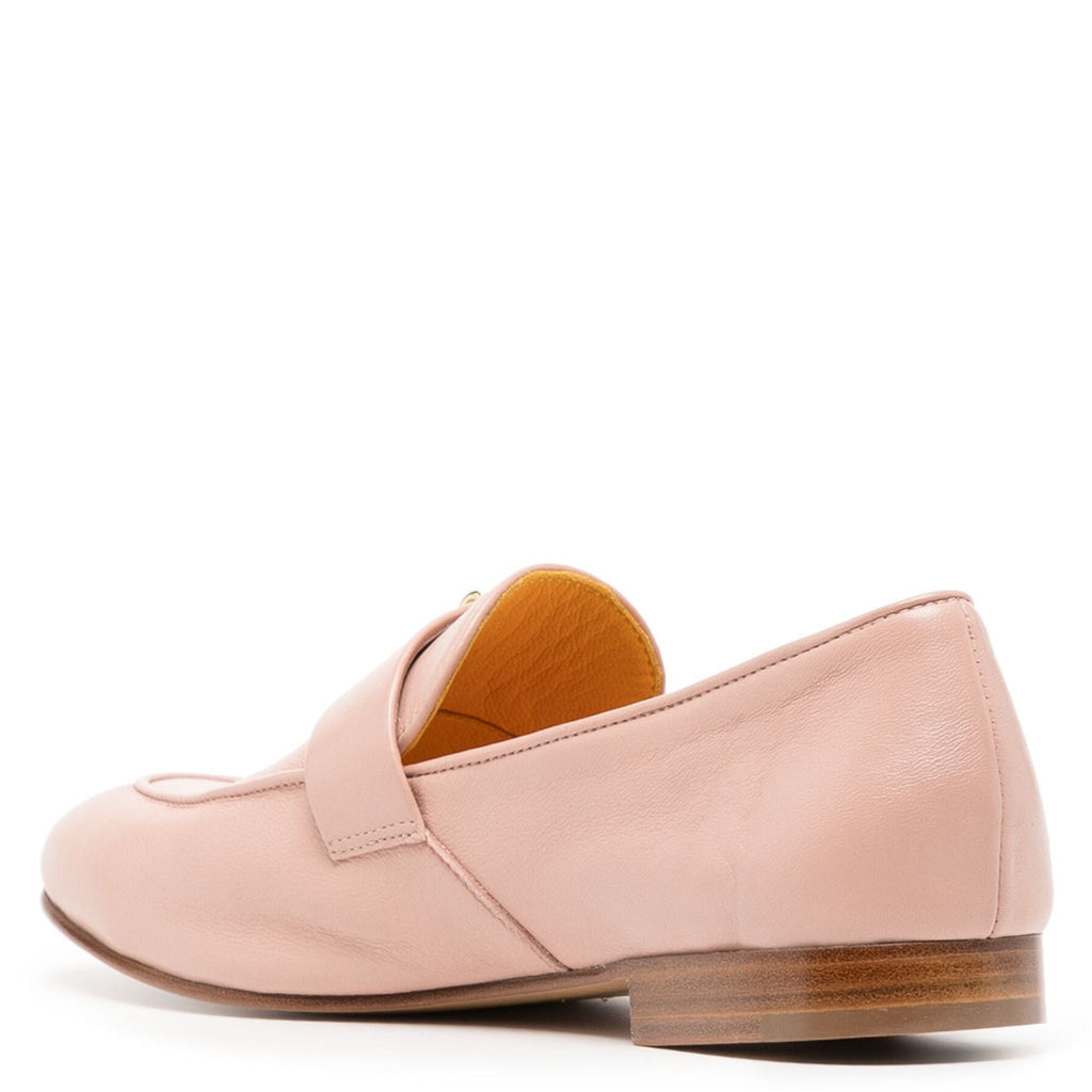 Light Pink Leather Lock Flat Loafer Shoes Career Madison Maison Beverly Hills