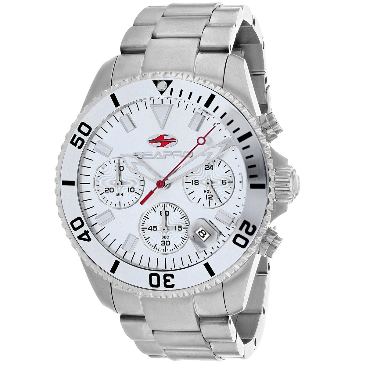 Seapro Men's Scuba 200 Chrono dive watch luxury designer silver