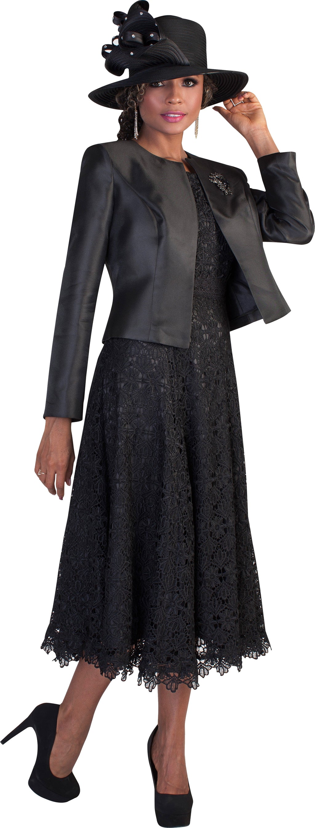 Lace Church Dress with Satin Jacket Set- 4529 2 pc suit church occasion many colors Tally