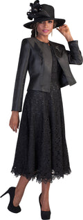Lace Church Dress with Satin Jacket Set- 4529 2 pc suit church occasion many colors Tally
