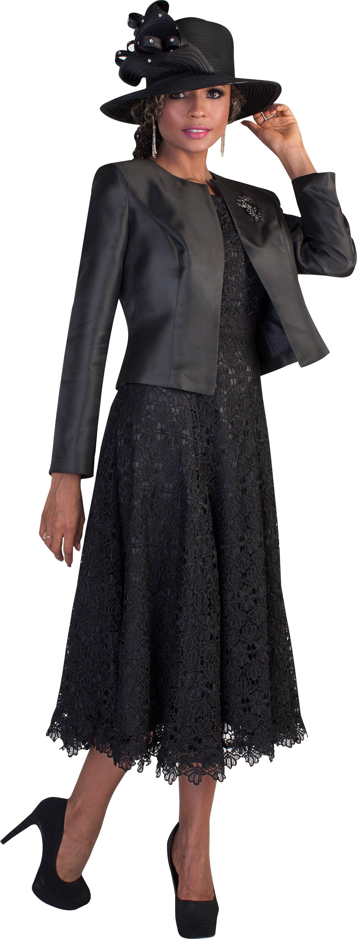 Lace Church Dress with Satin Jacket Set- 4529 2 pc suit church occasion many colors Tally