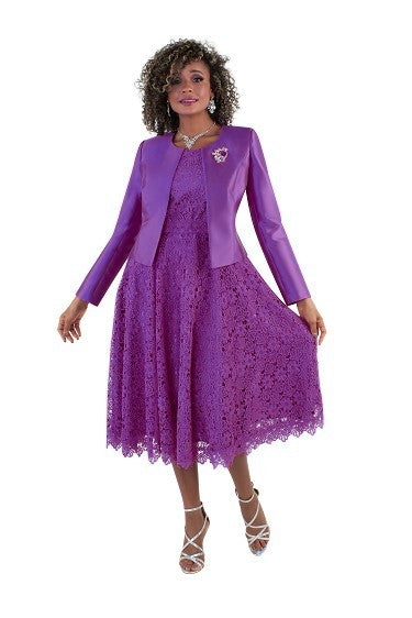 Lace Church Dress with Satin Jacket Set- 4529 2 pc suit church occasion many colors Tally