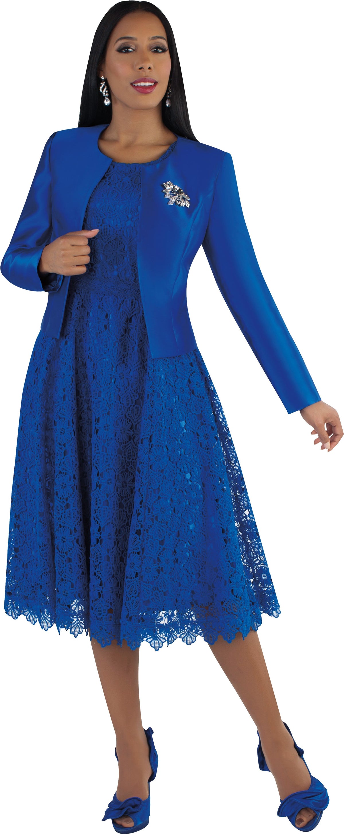 Lace Church Dress with Satin Jacket Set- 4529 2 pc suit church occasion many colors Tally