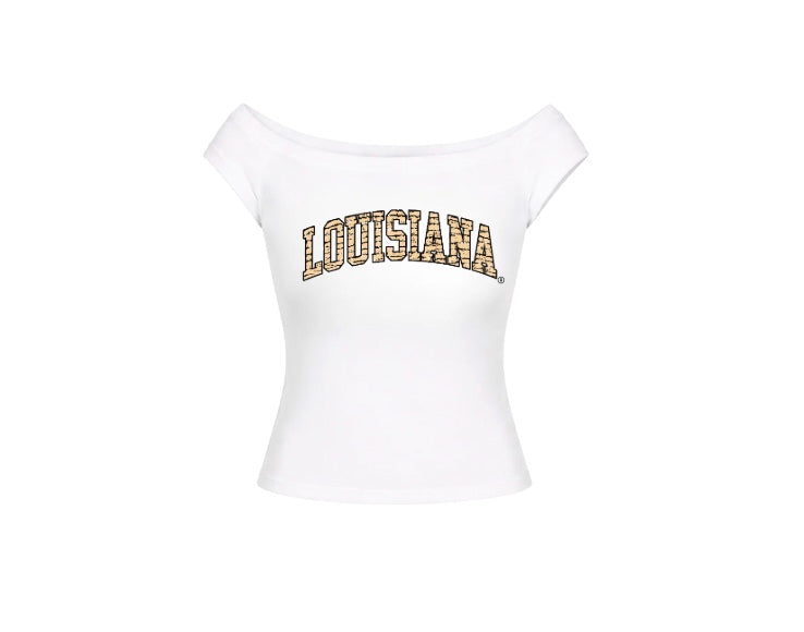 Baton Rouge Off the Shoulder top shirt Louisiana LSU Tigers Ladies