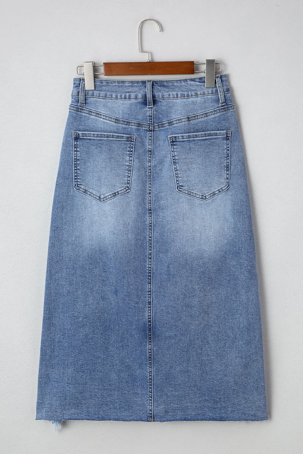 Myosotis Distressed long Denim Midi Skirt Irregular Look Boutique blue jean