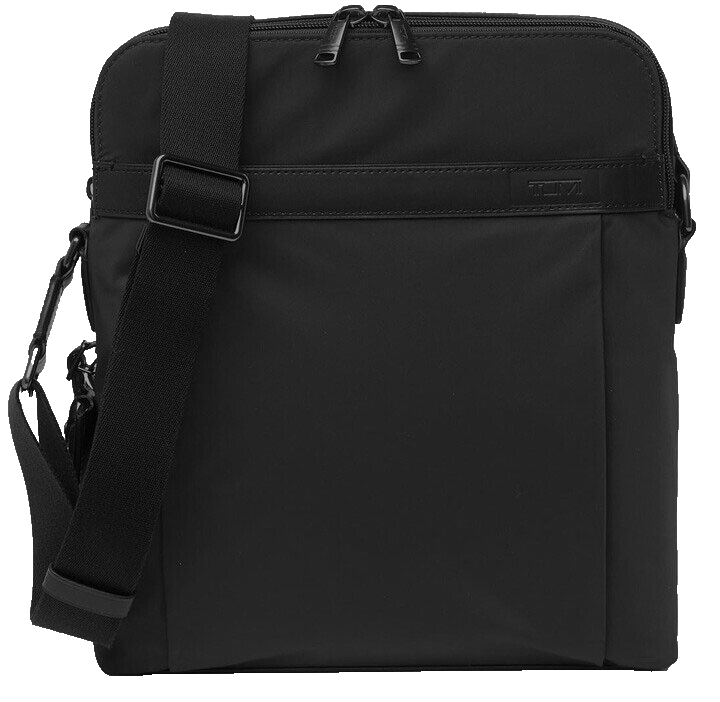 TUMI Freeland black unisex double zipper top crossbody shoulder bag travel