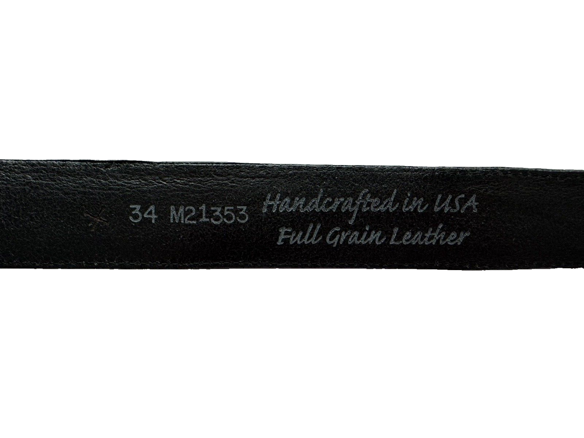 BRIGHTON men's 34 black full-grain leather silver belt designer unisex