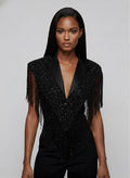 The Commander Beaded Black Wrap Cape Shawl Formal Dressy