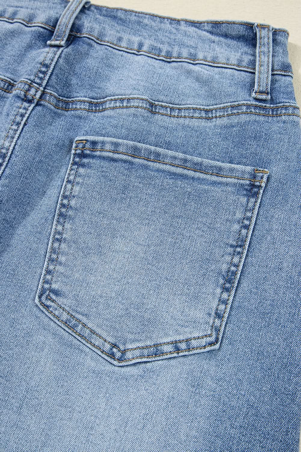 Myosotis Distressed long Denim Midi Skirt Irregular Look Boutique blue jean