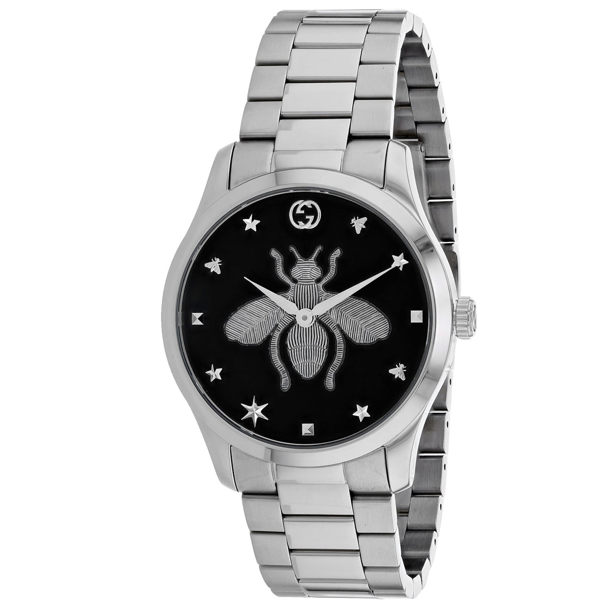 Gucci ladies Timeless watch silver w/black dial