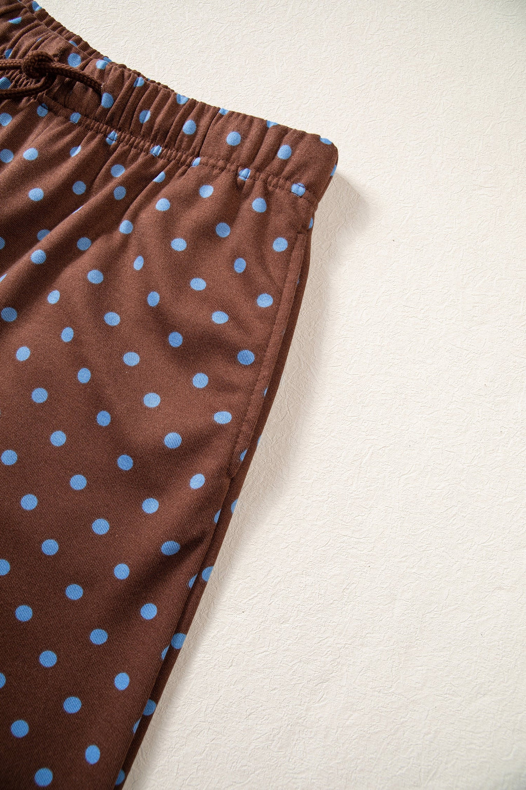 Jane Polka Dot Drawstring Wide Leg Long Sleeve Top Pant Set Outfit