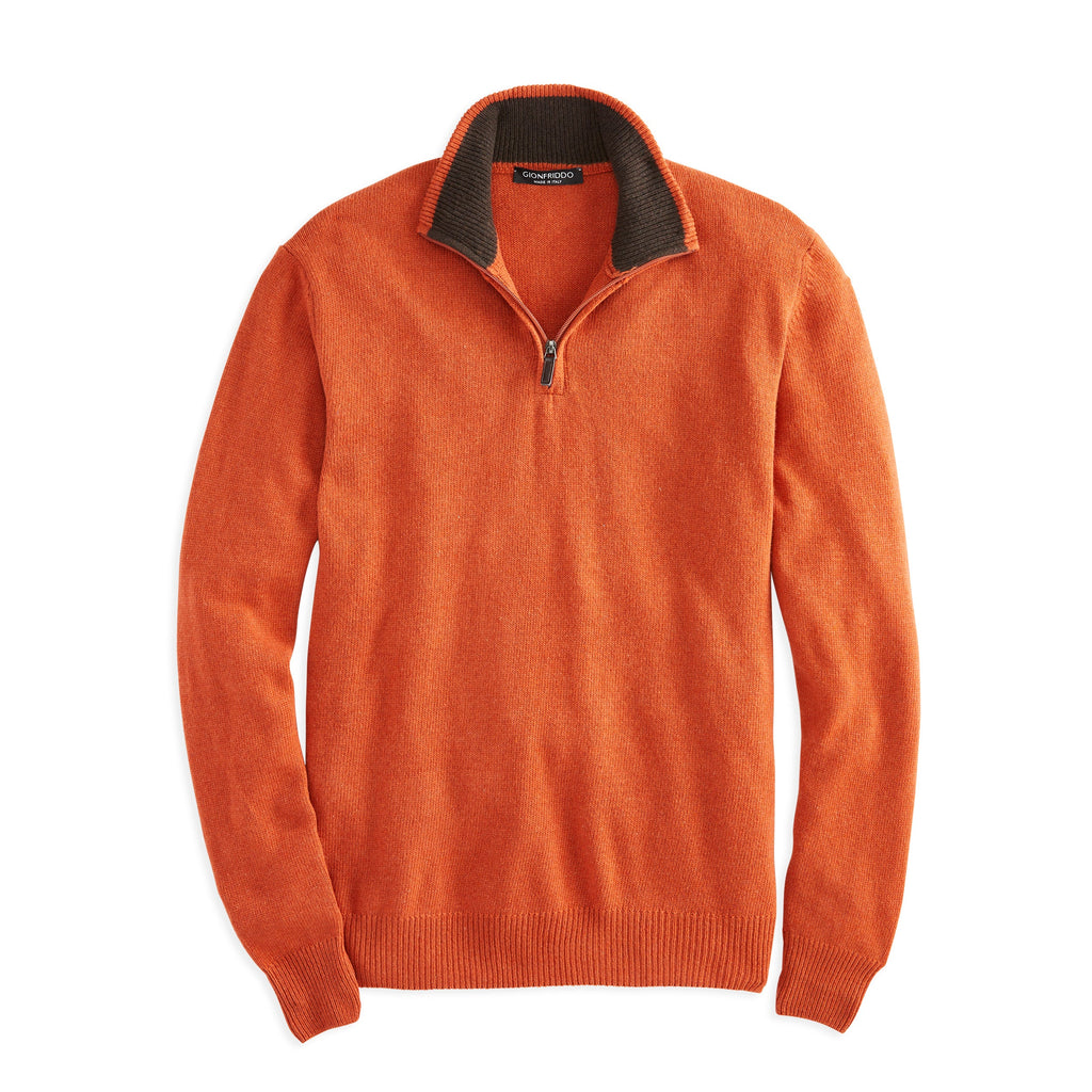 Cashmere Blend Quarter Zip Sweater Pullover Men's Gionfriddo Italy