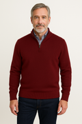 Quarter-Zip Pullover Sweater - Burgundy Men's Gionfriddo Italy Cashmere Blend