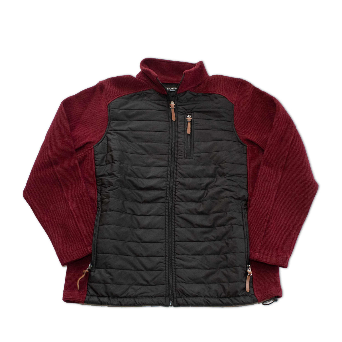 Windstopper Quilted Jacket - Bordeaux & Black Italy Gionfriddo Men's Wool Windproof