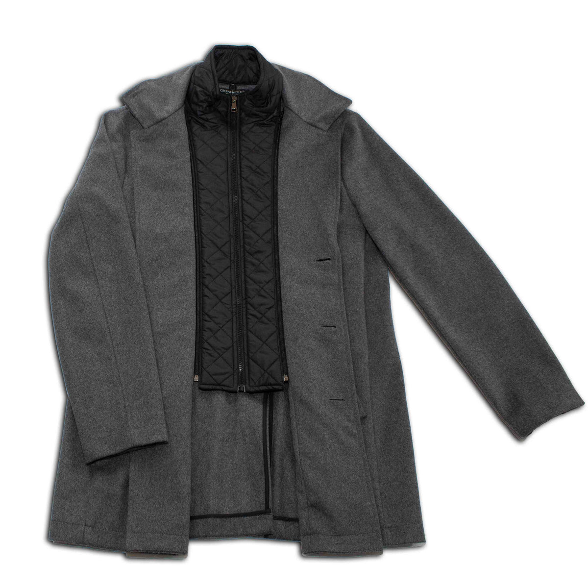 Metropolitan Dual-Layer Wool Car Coat - Grey Gionfriddo Italy Men's Cashmere Wool