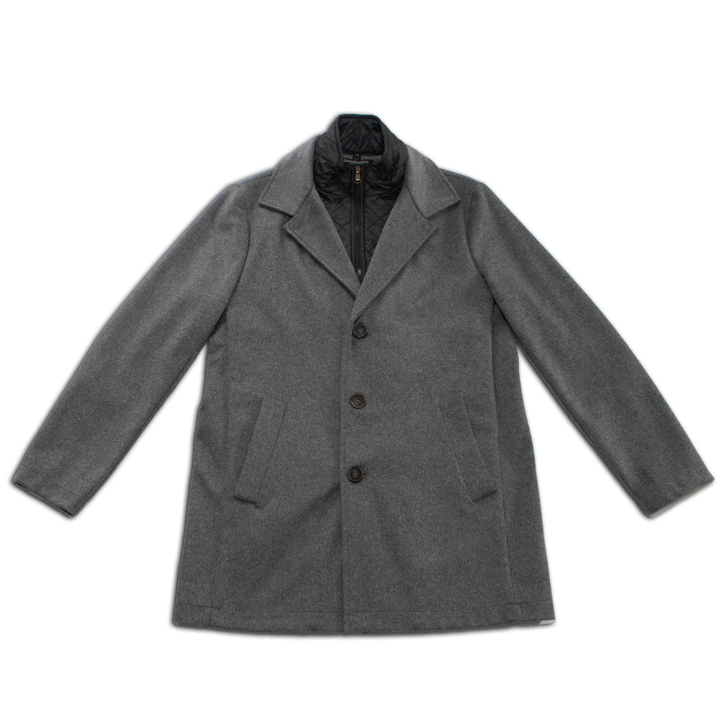 Metropolitan Dual-Layer Wool Car Coat - Grey Gionfriddo Italy Men's Cashmere Wool