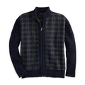 Men's Sweater Jacket Zipper plaid Navy gray Gionfriddo Italy