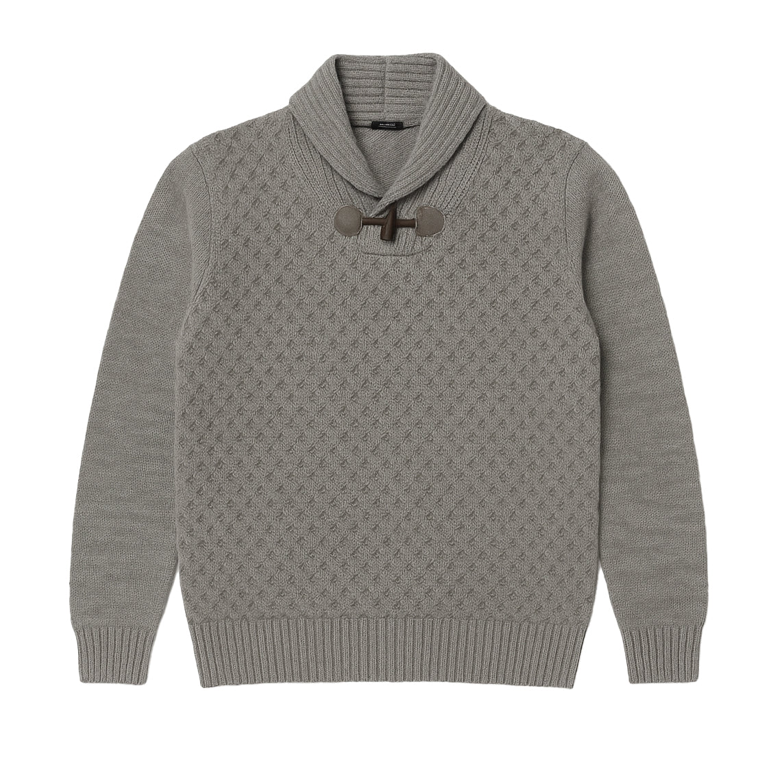 Shawl Collar Cable Knit Sweater - Grey Men's Wool Italy Gianfriddo