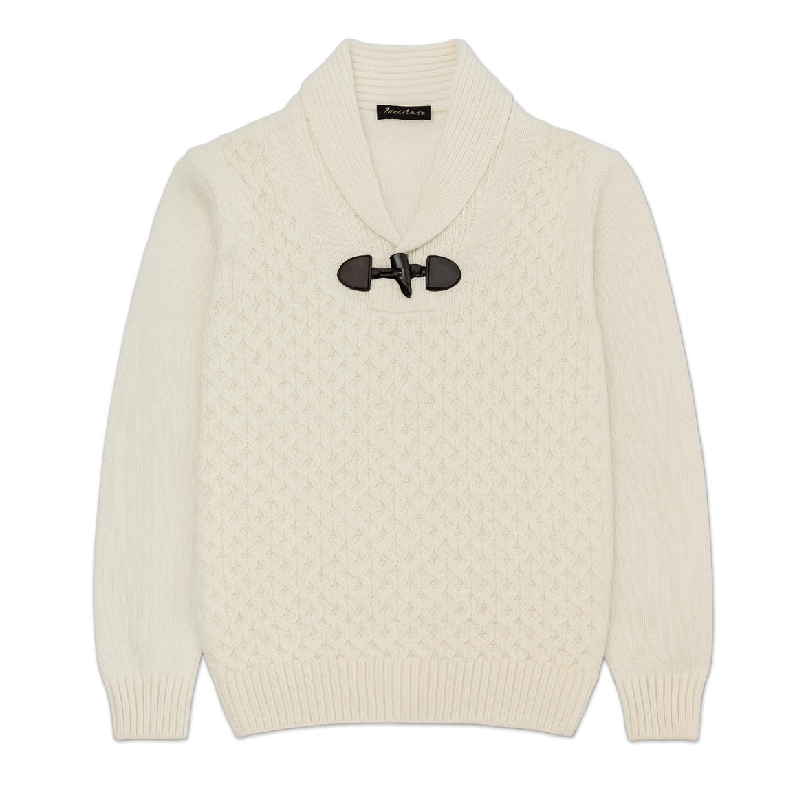 Shawl Collar Cable Knit Sweater - Ecru Men's Gionfriddo Italy