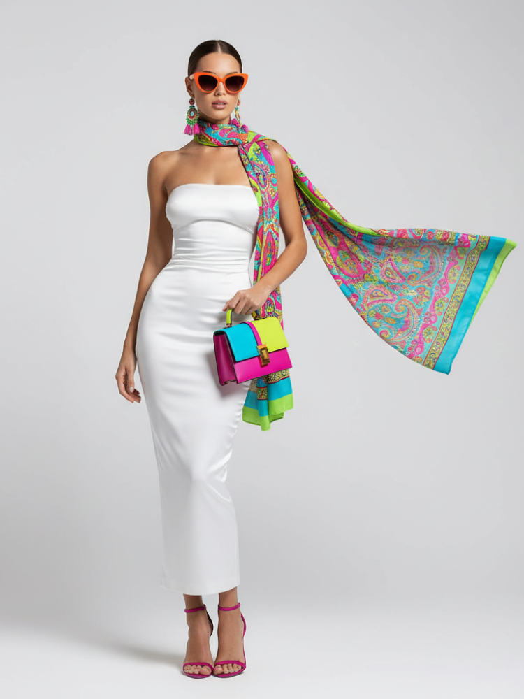 Long Skirt Dress Asymmetric Style Slim Fit White, Tribeca, BYMANYC New York Bodycon