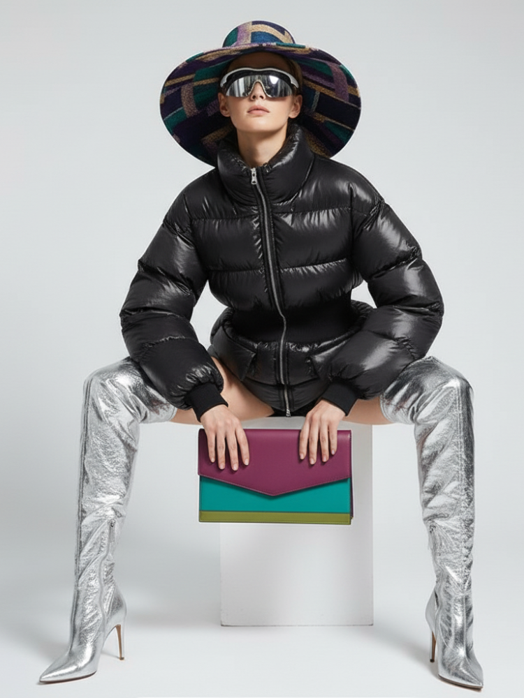 NOHO Elastic Waist Puffer Jacket BYMANYC ® New York Coat Glossy