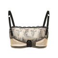 Amour d'Agnette Cache Kim High Neck Floral Embroidered Underwire Bra Jelly Fabric