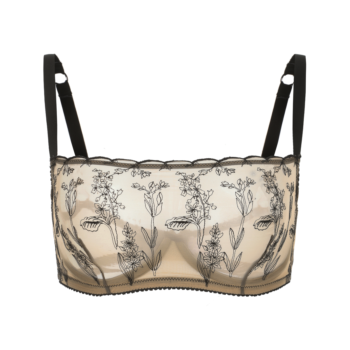 Amour d'Agnette Cache Kim High Neck Floral Embroidered Underwire Bra Jelly Fabric