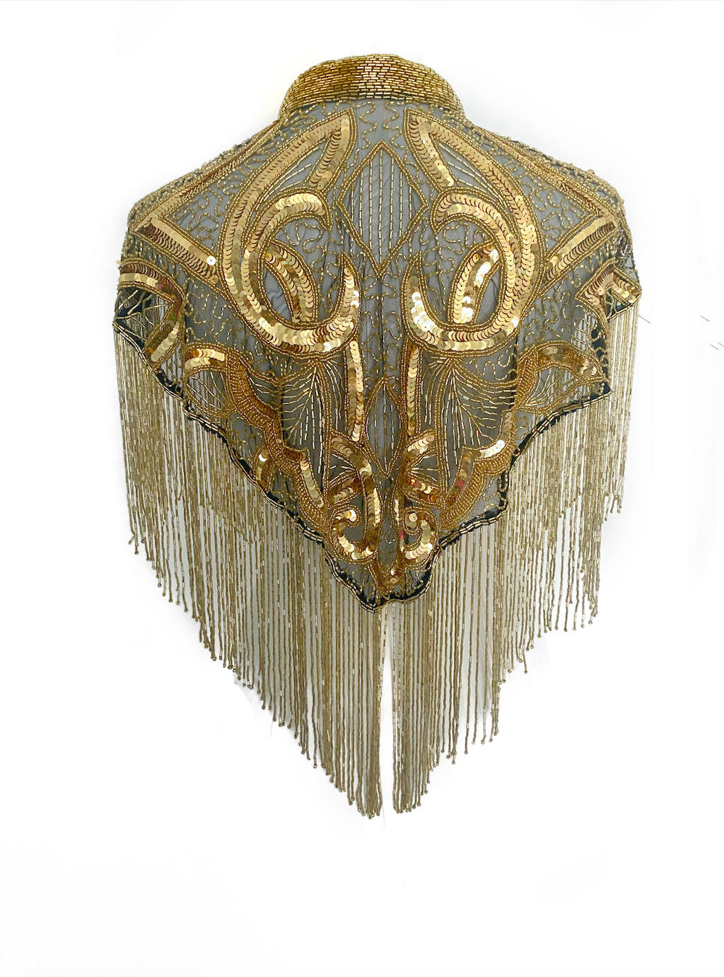 Aurum Empress Cape Gold Sequins Beaded Formal Party Evening