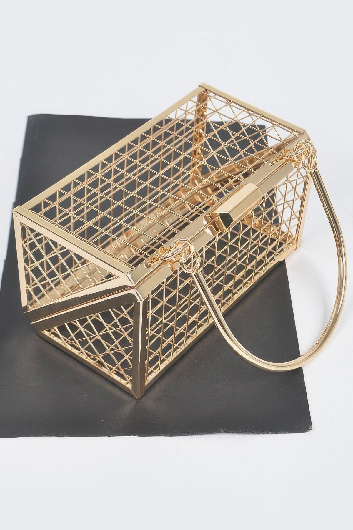 Ladies wire caged BAG COCOLLO handbag purse MIAMI BYMANYC ® New York gold silver
