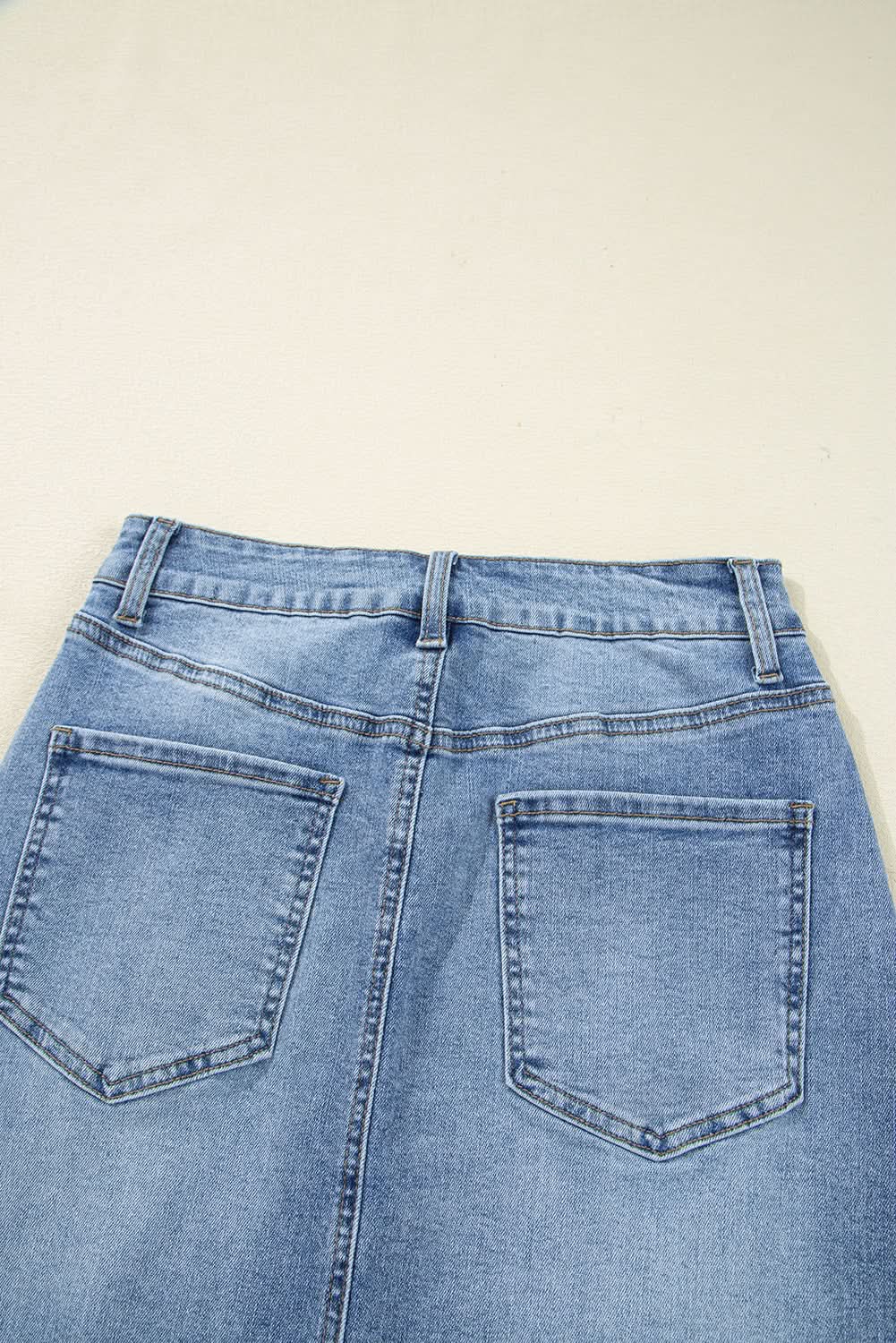 Myosotis Distressed long Denim Midi Skirt Irregular Look Boutique blue jean